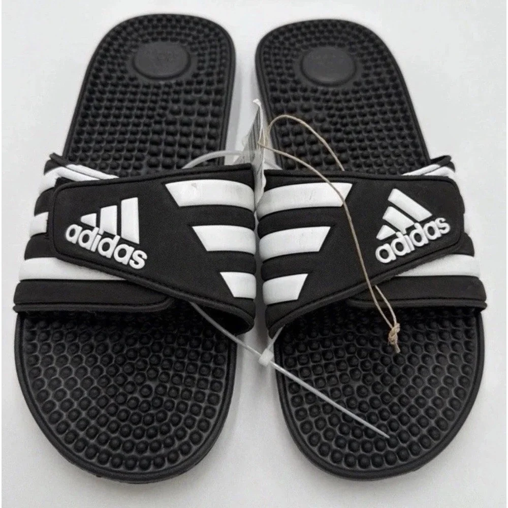 adidas Adissage Slide Black/White Mens Size 13 New With Tags
